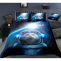 Cat Print 3-Piece Duvet Cover Set Hotel Bedding Sets Comforter Cover with Soft Lightweight Microfiber,  Include 1 Duvet Cover,  2 Pillowcases for Double/Queen/King(1 Pillowcase for Twin/Single)