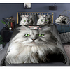 Cat Print 3-Piece Duvet Cover Set Hotel Bedding Sets Comforter Cover with Soft Lightweight Microfiber,  Include 1 Duvet Cover,  2 Pillowcases for Double/Queen/King(1 Pillowcase for Twin/Single)