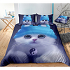 Cat Print 3-Piece Duvet Cover Set Hotel Bedding Sets Comforter Cover with Soft Lightweight Microfiber,  Include 1 Duvet Cover,  2 Pillowcases for Double/Queen/King(1 Pillowcase for Twin/Single)