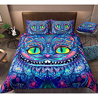 Cat Print 3-Piece Duvet Cover Set Hotel Bedding Sets Comforter Cover with Soft Lightweight Microfiber,  Include 1 Duvet Cover,  2 Pillowcases for Double/Queen/King(1 Pillowcase for Twin/Single)