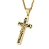 catholic jesus christ on inri cross crucifix gold silver tone stainless steel pendant necklace 222 chain (gold)