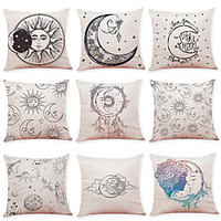Celestial Sun Moon Double Side Cushion Cover 9PC Soft Decorative Square Throw Pillow Cover Cushion Case Pillowcase for Bedroom Livingroom Superior Quality Machine Washable Indoor Cushion for Sofa Couch Bed Chair miniinthebox