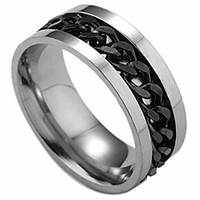 chained stainless steel ring (black,  8) miniinthebox