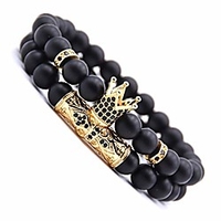 chakra healing bracelet, 8mm lava rock natural stone bracelet, yoga stone beads bracelets, essential oil diffuser bracelet, elastic adjustable bracelet for men women (1 layer-h-2 pack)