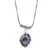 Chamfer Oval Gem Antique Silver Necklace