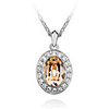 Champagne Shining Crystal And Platinum Plated Alloy Oval Pendant Necklace