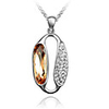 Champagne Shining Crystal And Platinum Plated Alloy Pendant Necklace