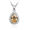 Champagne Shining Crystal And Platinum Plated Alloy Pendant Necklace