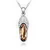 Champagne Shining Crystal And Platinum Plated Alloy Pendant Necklace