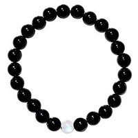 charged distance bracelet - premium 7 black tourmaline amp; rainbow moonstone crystal 8mm bead bracelets tumble polished stretchy selenite charging heart included (healing energy / psychic