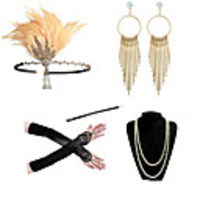 Charleston Vintage 1920s The Great Gatsby Costume Accessory Sets Gloves Flapper Headband Women
