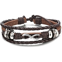 charm genuine leather bracelet for men wrist wraps bracelet braided cuff bangle adjustable 7-9 inches brown color
