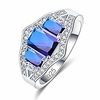 charming 925 silver plated emerald cut sapphire quartz 3-stones women engagement ring size 8