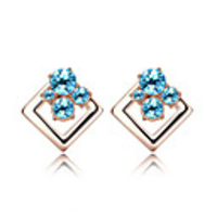 Charming Square Shaped Design Crystal Alloy Earrings