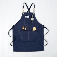 Chef Apron Black for Men Women with Pocket,  Cotton Canvas Work Apron Cross Back Heavy Duty Adjustable miniinthebox