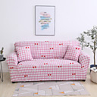 Cherry Print 1-Piece Sofa Cover Couch Cover Furniture Protector Soft Stretch Slipcover Spandex Jacquard Fabric Super Fit for 1~4 Cushion Couch and L Shape Sofa, Easy to Install(1 Free Cushion Cover)