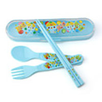 Childern Fork Spoon Chopsticks Gift Set (Color Randomly Sent)