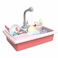 children dishwasher toys sink toy, preschool kitchen sink toy, pretend play set gift for kids role play with running water, educational toys (pink)