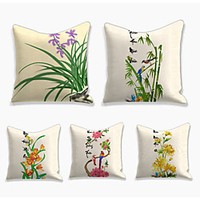 Chinese Style Double Side Cushion Cover 5PC Soft Decorative Square Throw Pillow Cover Cushion Case Pillowcase for Bedroom Livingroom Superior Quality Machine Washable Indoor Cushion for Sofa Couch Bed Chair miniinthebox