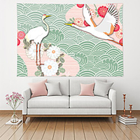 Chinese Style Wall Tapestry Art Decor Blanket Curtain Hanging Home Bedroom Living Room Decoration Polyester Crane Sea Wave