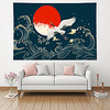 Chinese Style Wall Tapestry Art Decor Blanket Curtain Hanging Home Bedroom Living Room Decoration Polyester Crane Sun Sea Wave