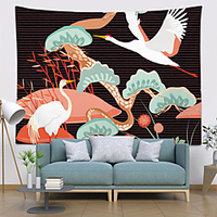 Chinese Style Wall Tapestry Art Decor Blanket Curtain Hanging Home Bedroom Living Room Decoration Polyester Crane Tree Plant
