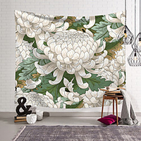 Chinese Style Wall Tapestry Art Decor Blanket Curtain Hanging Home Bedroom Living Room Decoration Polyester Floral Flower Chrysanthemum Blooming