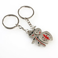 Chinese Word "Happiness"Shaped Metal Keychain,  Pair