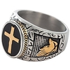 christian holy cross prayer ring stainless steel black enamel religious (10.5)