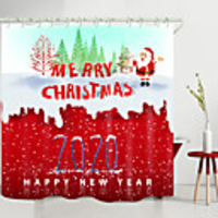 Christmas 2020 Digital Printing Shower Curtain Shower Curtains Hooks Modern Polyester New Design