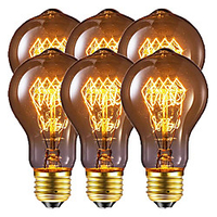 Christmas 6pcs 40W E26 E27 Incandescent Vintage Edison Lights Bulbs Decorative A60(A19) Warm White 2200-2800k Retro Dimmable 220-240 V miniinthebox