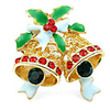 Christmas Bell Alloy Zircon Brooch