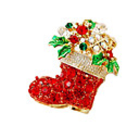 Christmas Boot Alloy Zircon Brooch