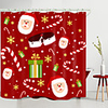 Christmas Cake Santa Digital Printing Shower Curtain Shower Curtains Hooks Modern Polyester New Design