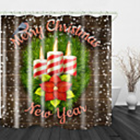 Christmas Candle With Birdie Digital Printing Shower Curtains Hooks Modern Polyester Trend Design
