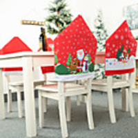 Christmas Chair Covers Set Santa Chair Back Suit Slipcovers for Home Kitchen Dining Room Holiday Party