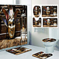 Christmas Clown Pattern PrintingBathroom Shower Curtain Leisure Toilet Four-Piece Design