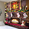 Christmas Day Party Wall Tapestry Art Deco Blanket Curtain Picnic Table Cloth Hanging Home Bedroom Living Room Dormitory Decoration Christmas Tree Candle Fireplace Christmas Stocking