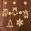 Christmas Decoration Window Sucker Lights 7.5inch Santa Snowflakes Reindeer Bells LED Lights Christmas Decorations for Home Holidays Décor Battery Powered