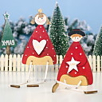 Christmas Decoration Wooden Painted Prince Christmas Decoration Creative Long-legged Princess Christmas Decoration