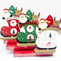 Christmas Decoration Wooden Painted Snow Boots Desktop Decoration Small Ornament