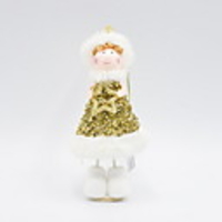 Christmas Decorations Golden Silk Santa Claus Snowman Doll Ornaments Holding Small Gifts Christmas Dolls