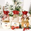 Christmas Decorations Linen Button Lattice Wine Bottle Cover 2pcs