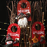 Christmas Decorations Wooden Cartoon Door Hanger Creative Wooden Snowman Pendant