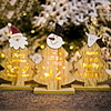 Christmas Decorations Wooden Painted Santa Claus Lanterns Hollow Letters Snowflake Christmas Ornaments 2 AAA Batteries not included