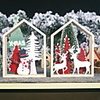Christmas Decorations Wooden Three-dimensional Painted Christmas Tree Snowman Ornaments Elk Cabin Table Setting