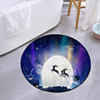 Christmas Door Mat Round Mat Carpet Door Mat Bedroom Living Room Carpet Study Room Carpet Kitchen Bathroom Anti-slip Mat