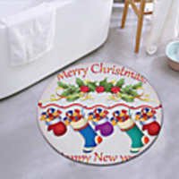 Christmas Door Mat Round Mat Carpet Door Mat Bedroom Living Room Carpet Study Room Carpet Kitchen Bathroom Anti-slip Mat