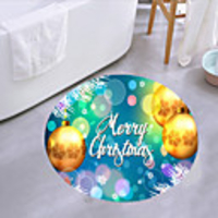 Christmas Door Mat Round Mat Carpet Door Mat Bedroom Living Room Carpet Study Room Carpet Kitchen Bathroom Anti-slip Mat