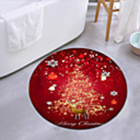 Christmas Door Mat Round Mat Carpet Door Mat Bedroom Living Room Carpet Study Room Carpet Kitchen Bathroom Anti-slip Mat